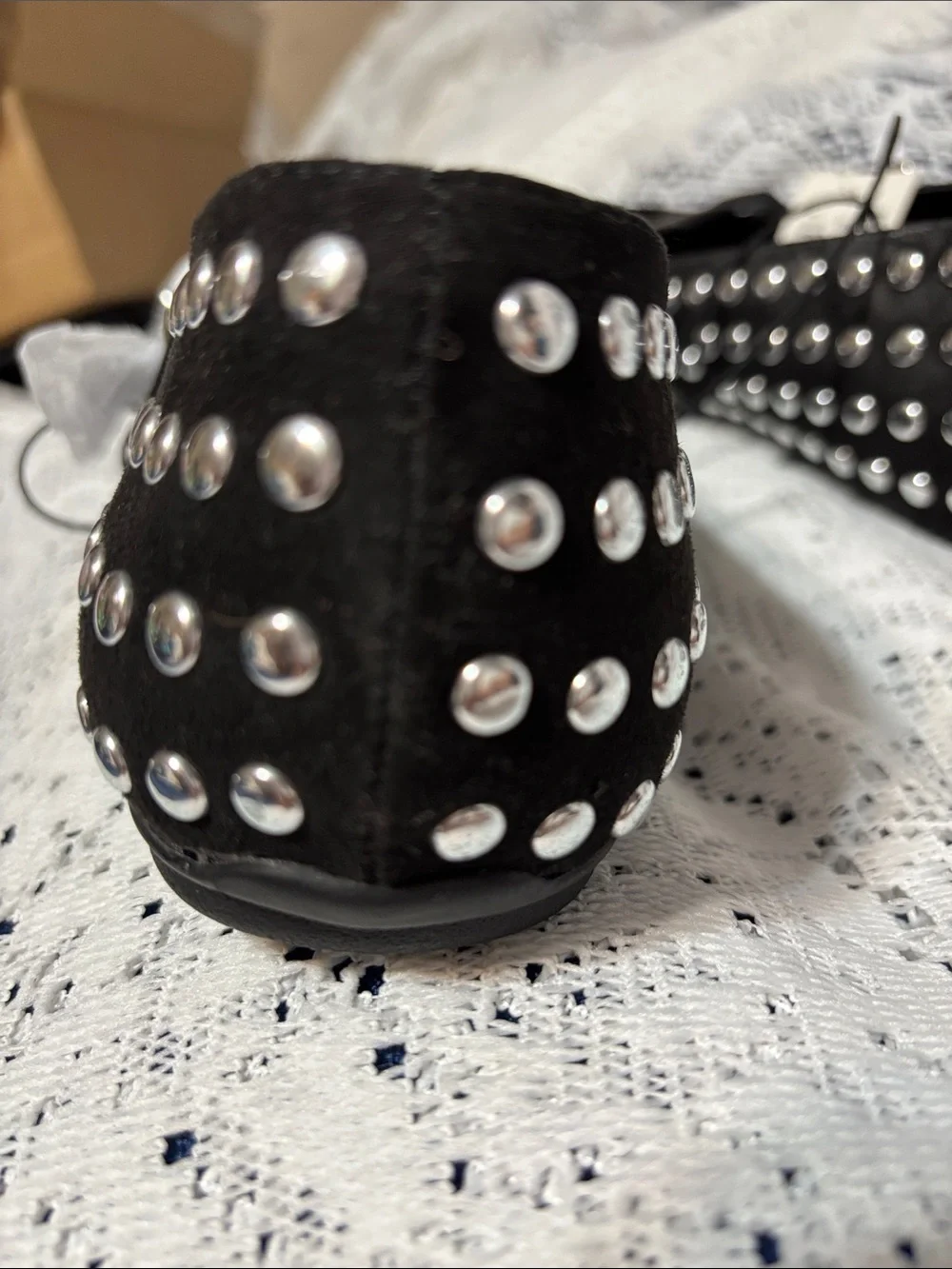 Worthington Black Studded Mary Jane Flats with Silver Accents